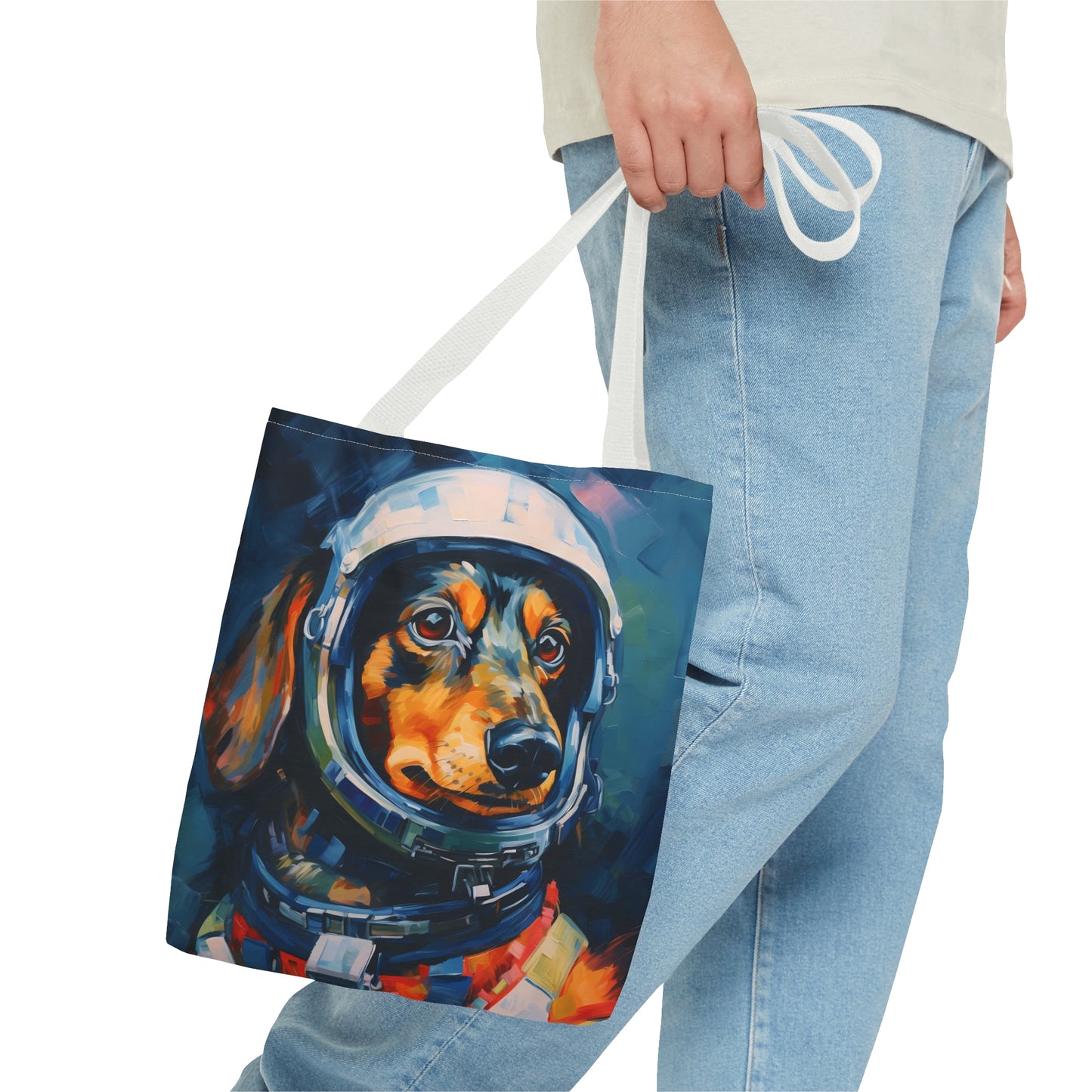 space art dachshund tote bag