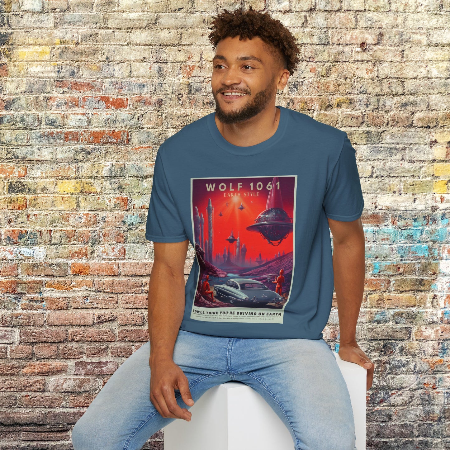 wolf 1061 space art transport t shirt