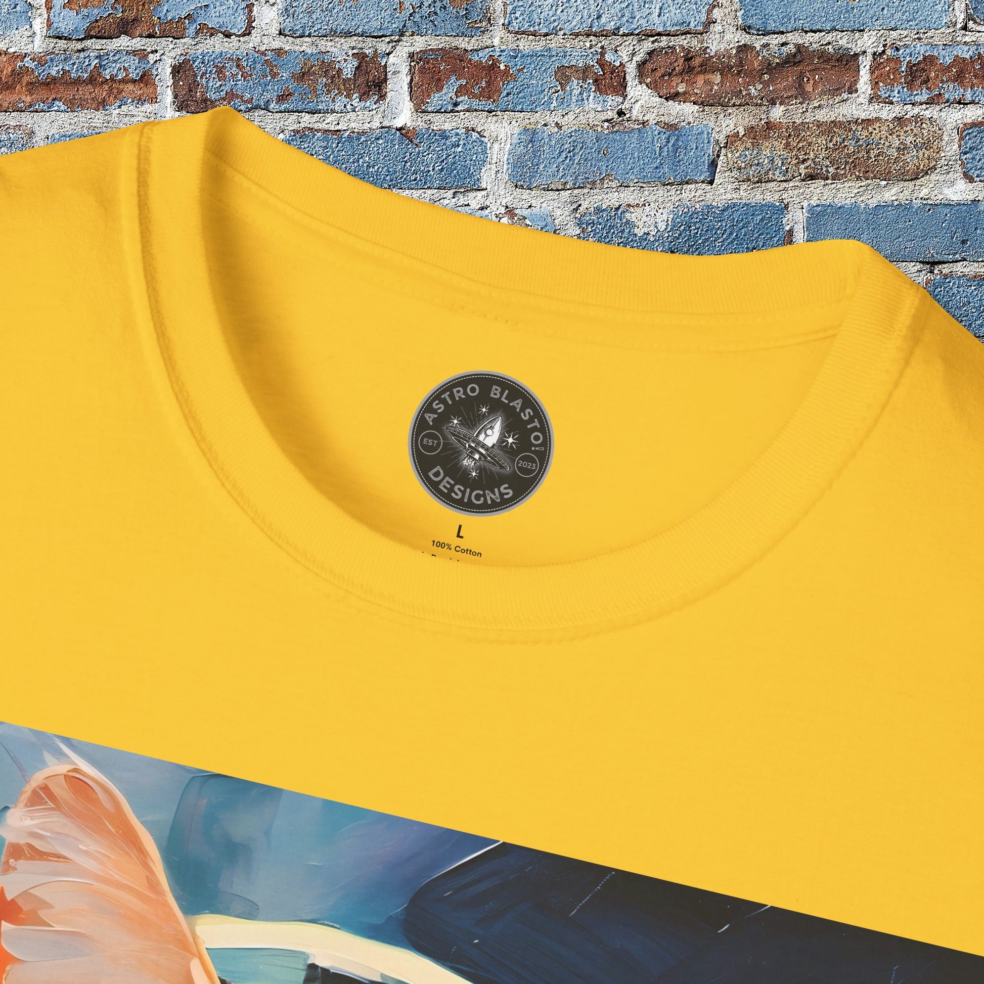 pet cadet space art t-shirt orange tabby cat