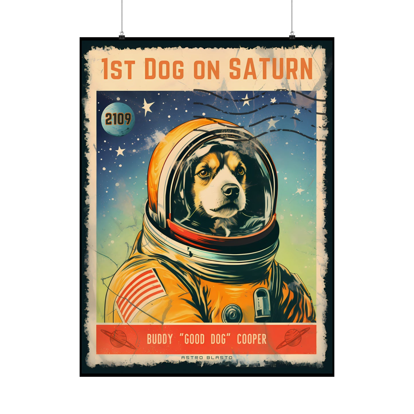 Postage Stamp Planet Poster - Saturn