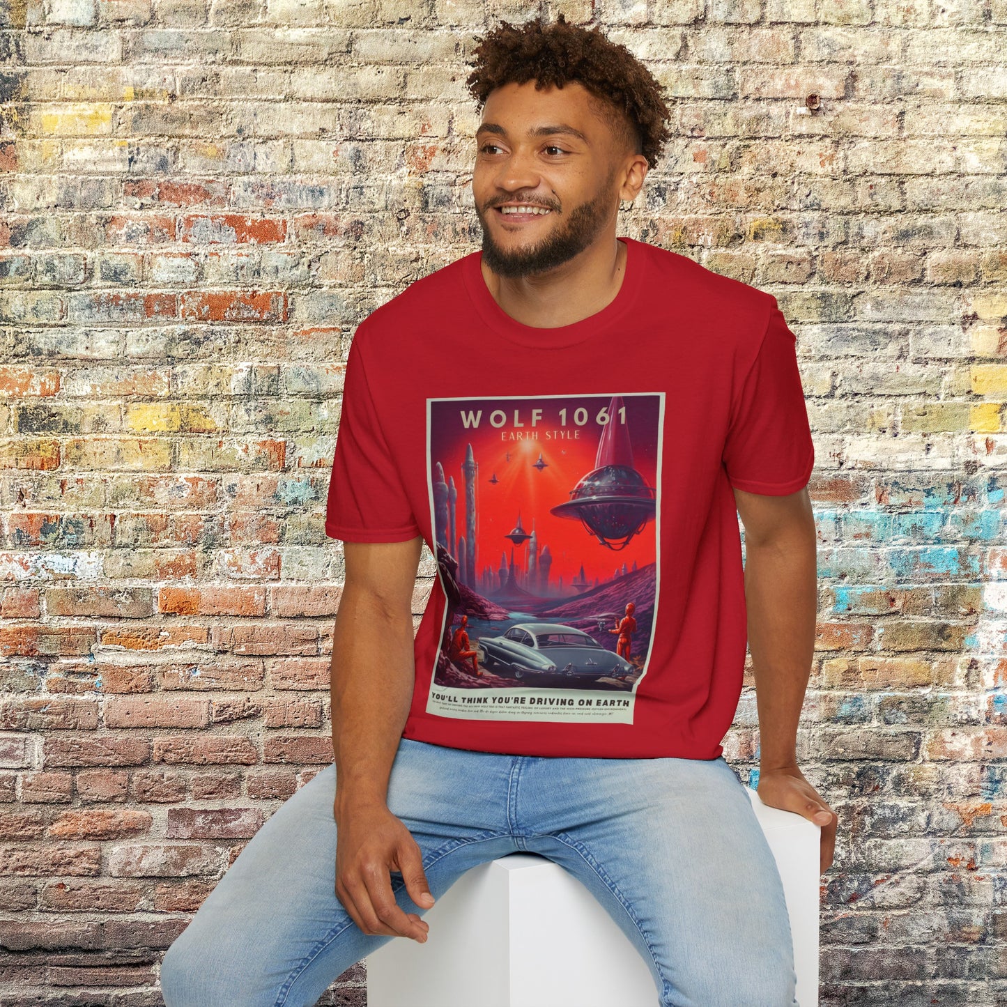 wolf 1061 space art transport t shirt