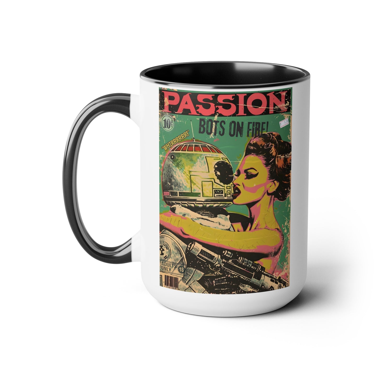 Pulp Novel Cover Mug - "Passion: Bots on Fire"