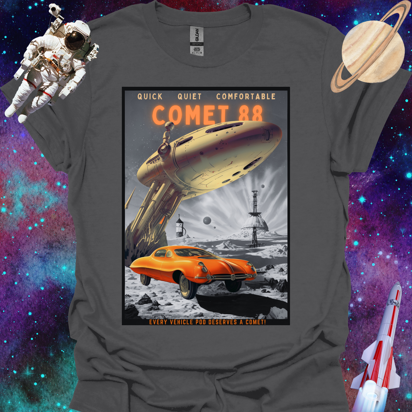 Comet 88 - Space Art Transport T Shirt