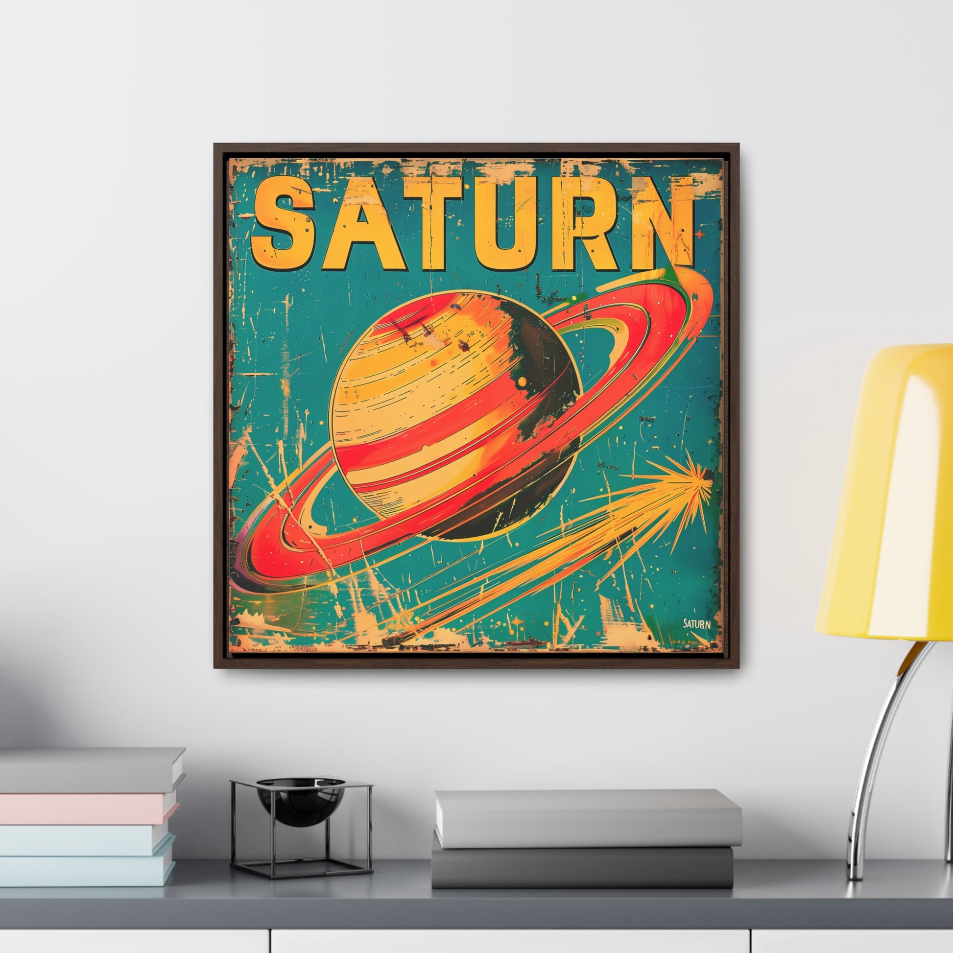 planet saturn space art framed portrait print