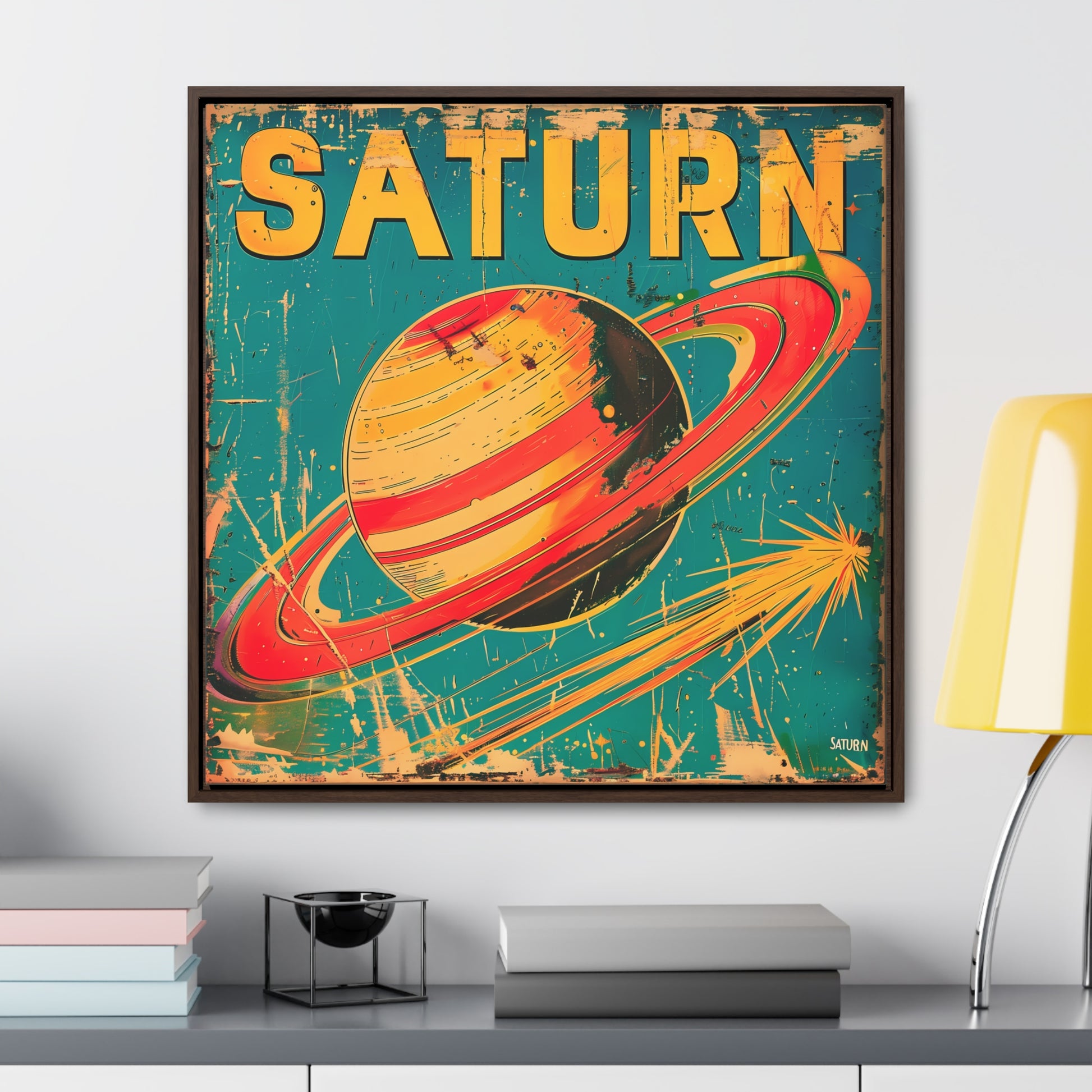 planet saturn space art framed portrait print