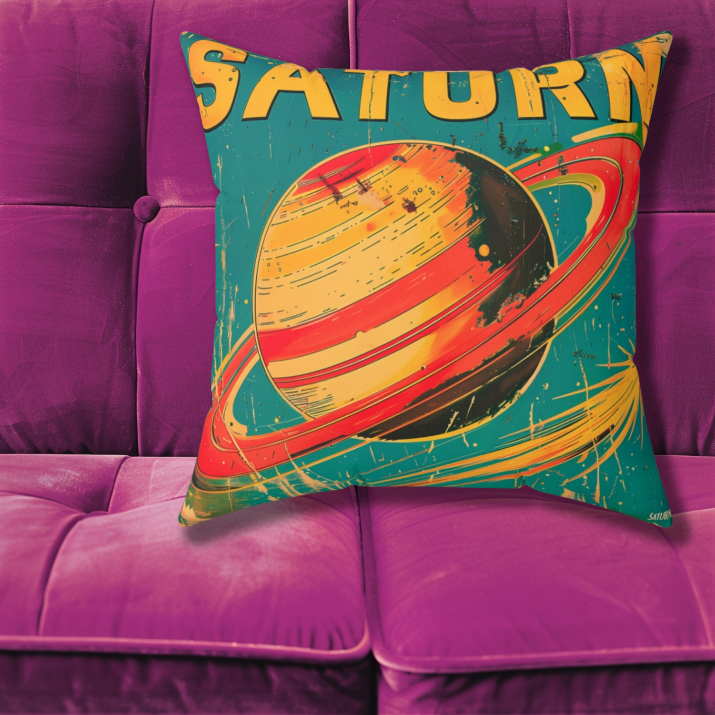 Planets Saturn/Mercury Faux Suede Pillow #7