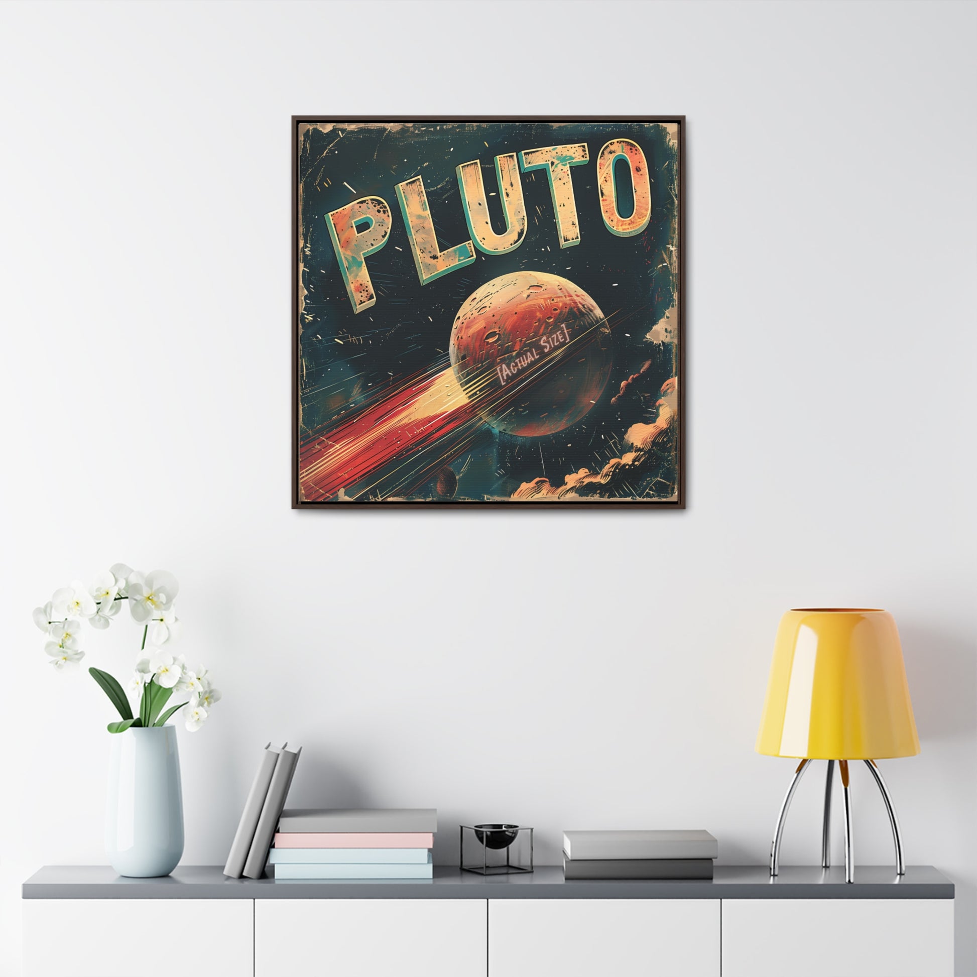 planet pluto space art framed portrait print