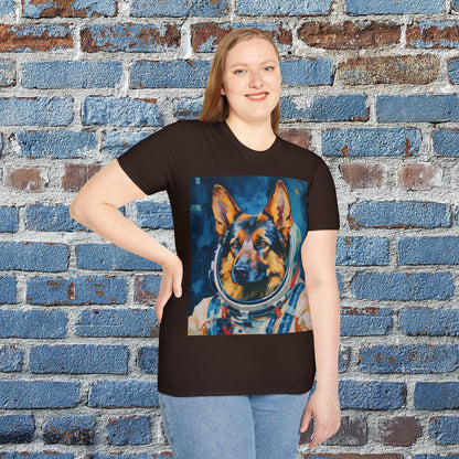 pet cadet space art t-shirt german shepherd dog