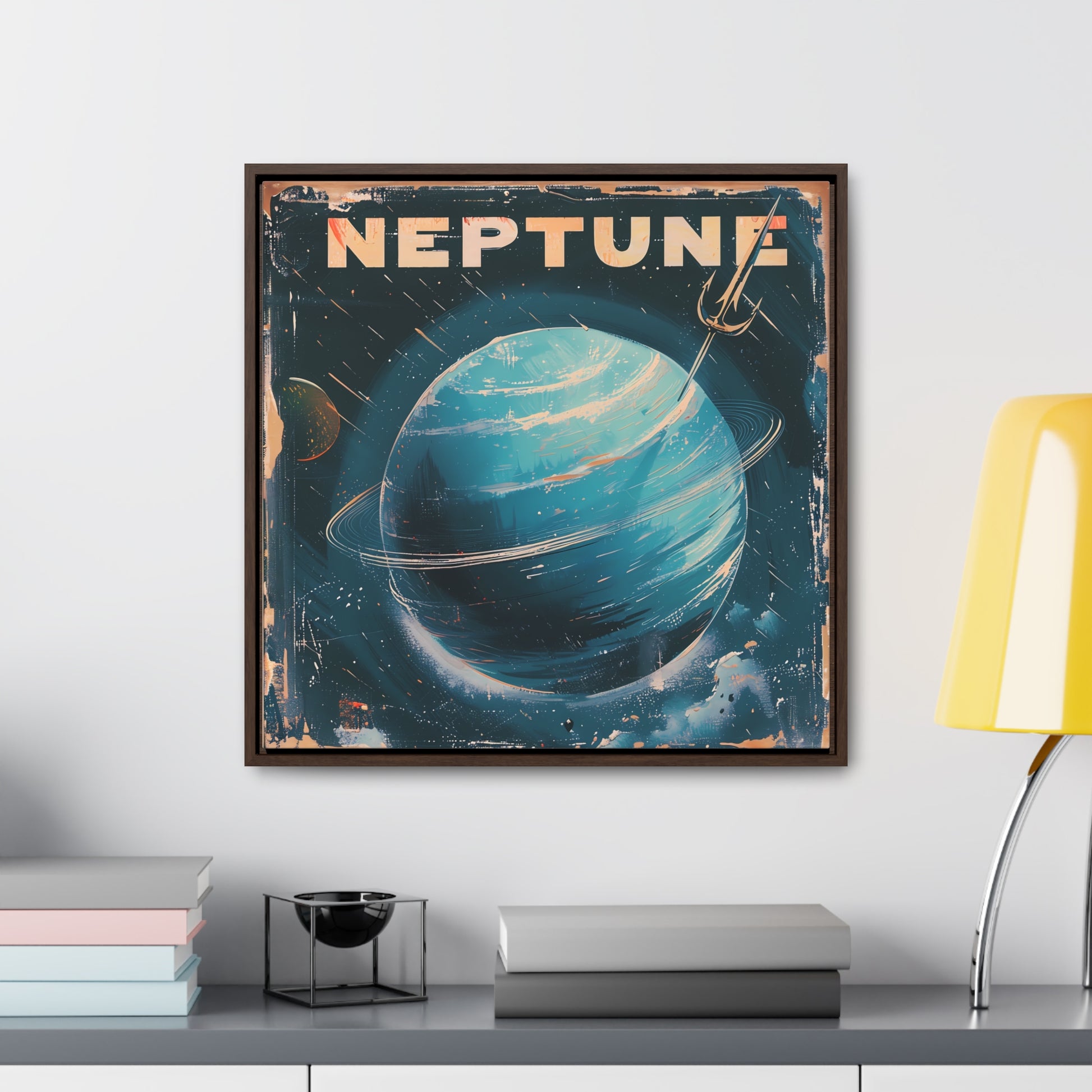 planet neptune space art framed portrait print