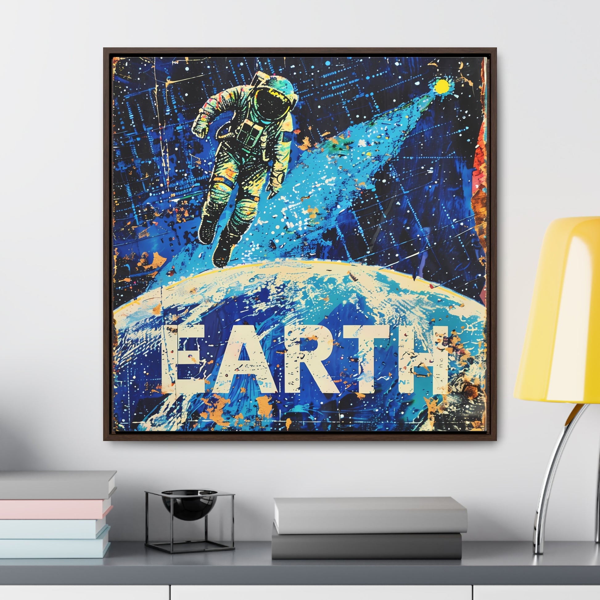 planet earth space art framed portrait print