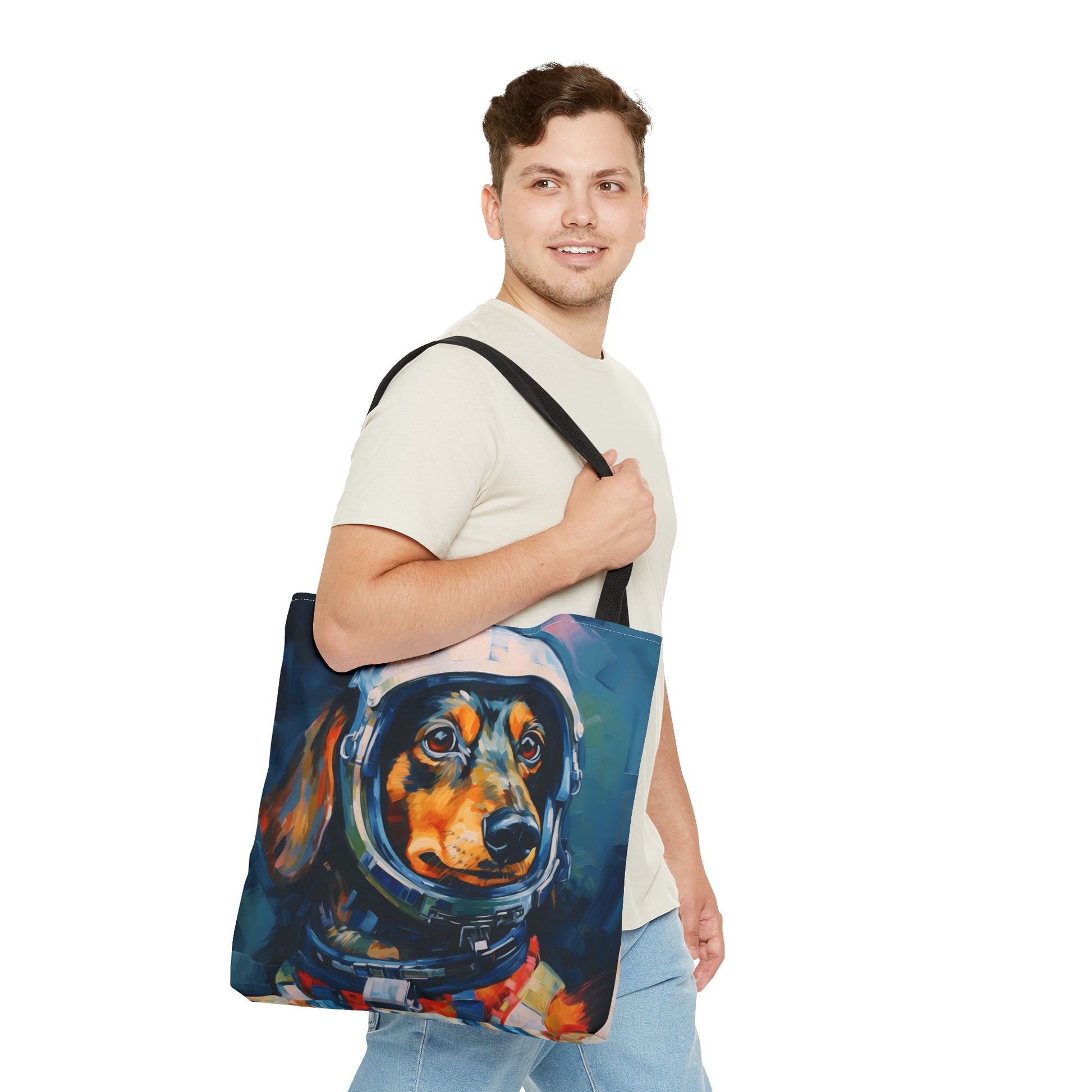 space art dachshund tote bag