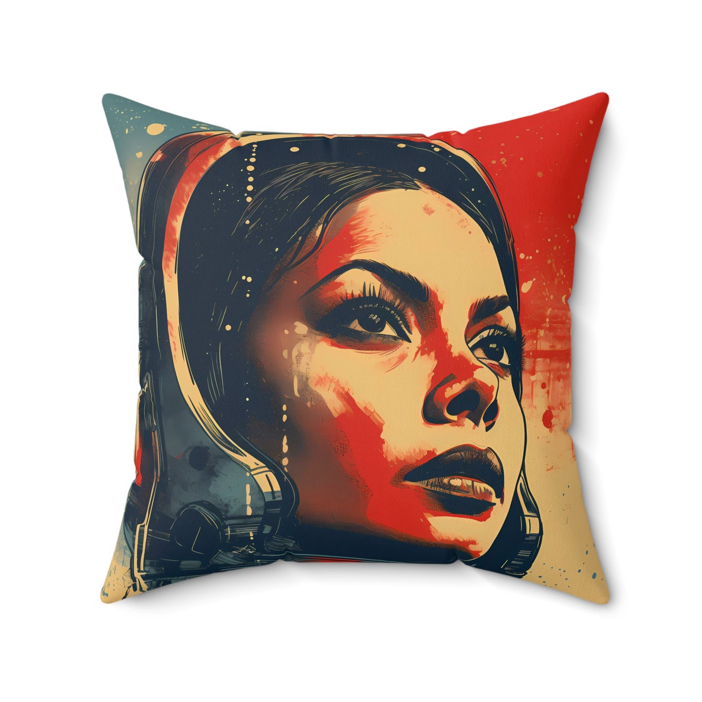 astro cadet space art faux suede pillow rosario dawson