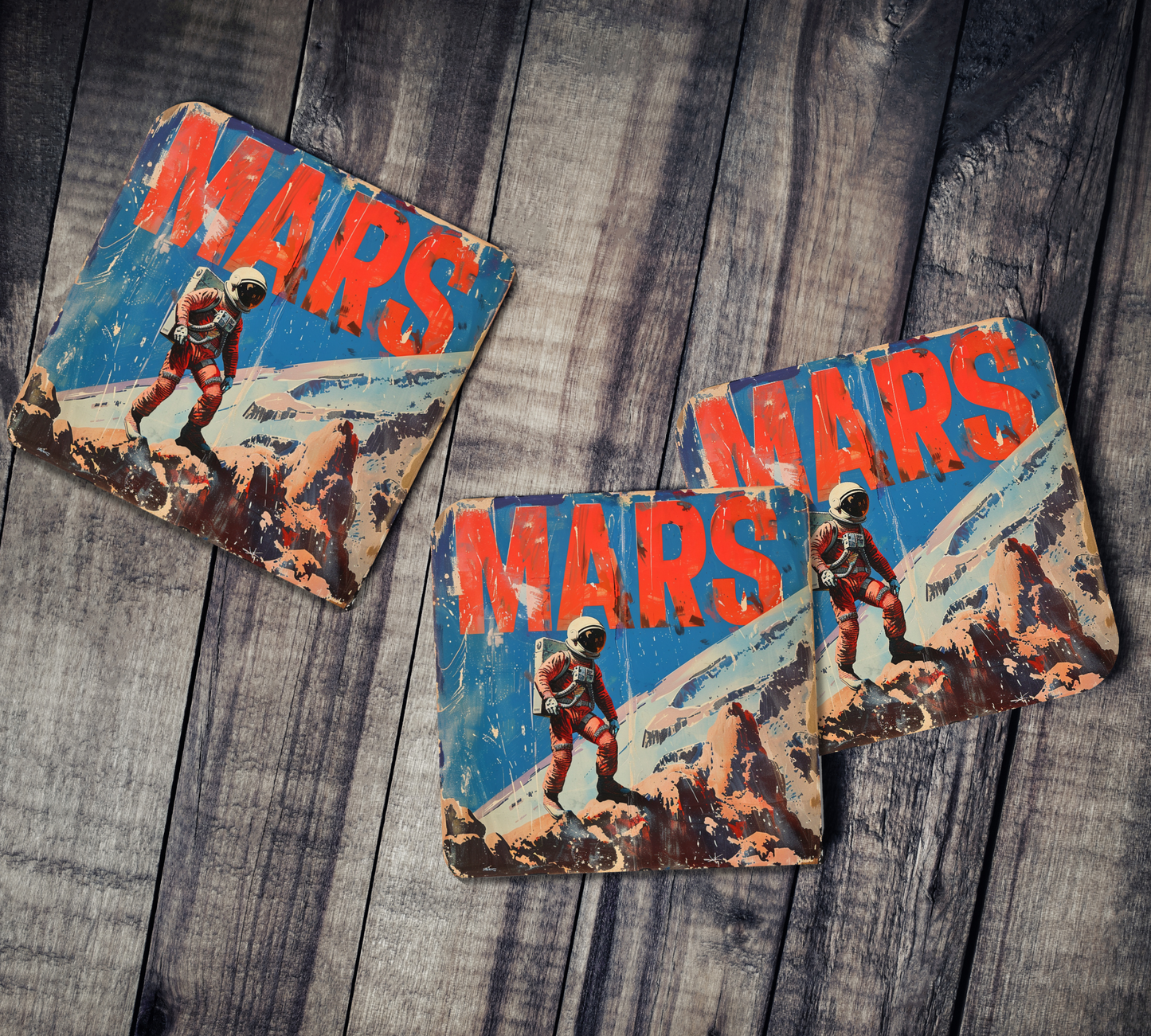 Cork Back Mars Coasters (Set of 4)