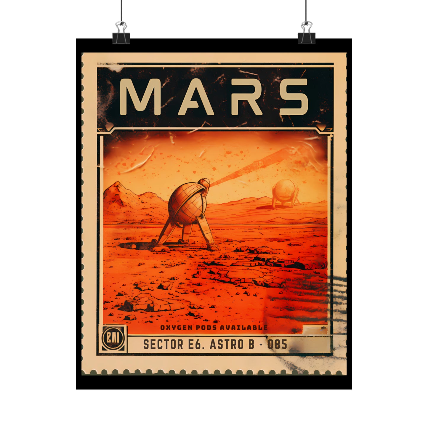 Postage Stamp Planet Poster - Mars