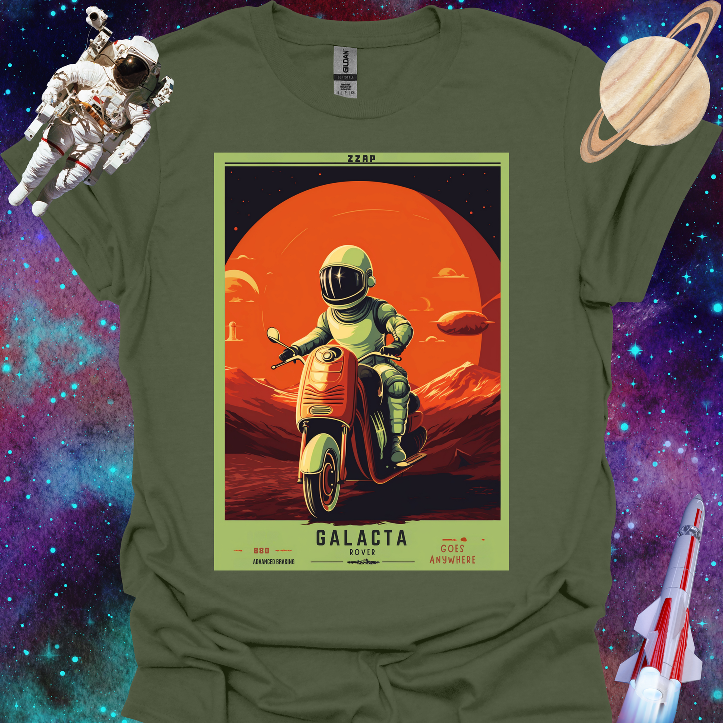 Galacta Rover - Space Art Transport T Shirt