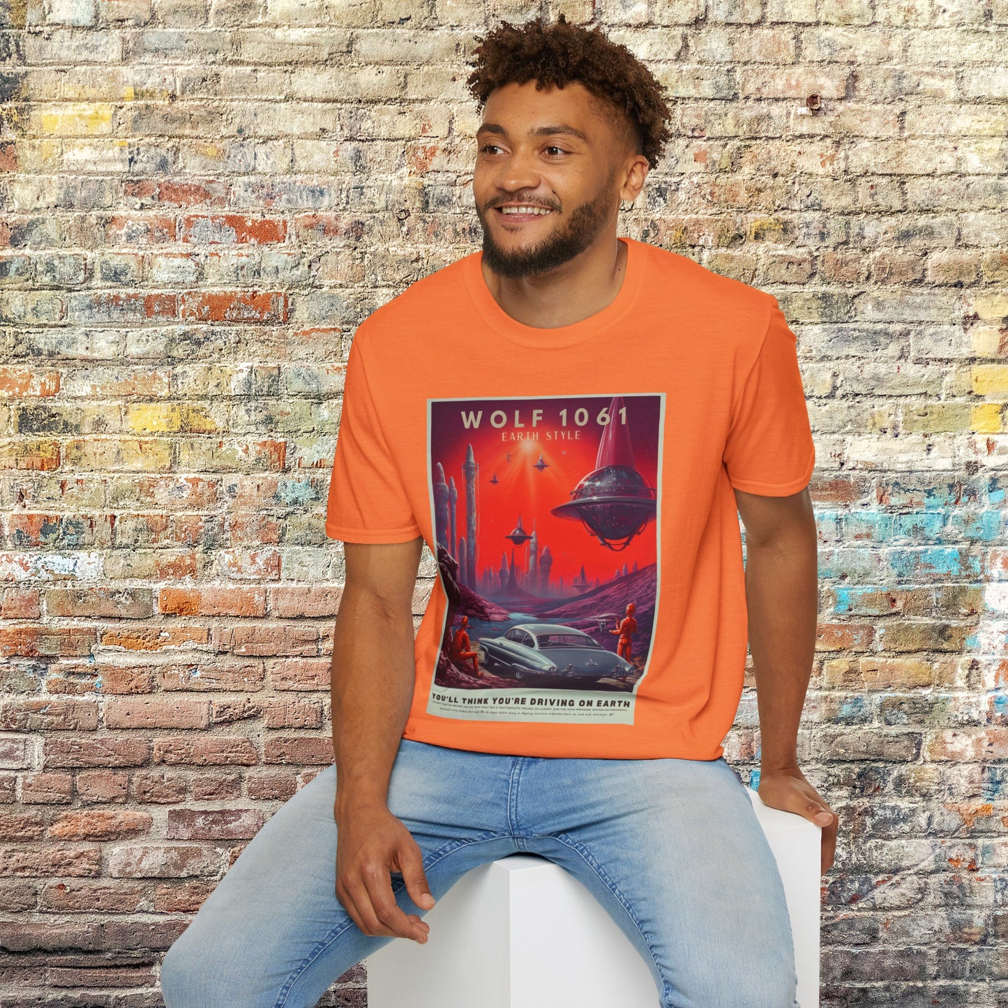 wolf 1061 space art transport t shirt