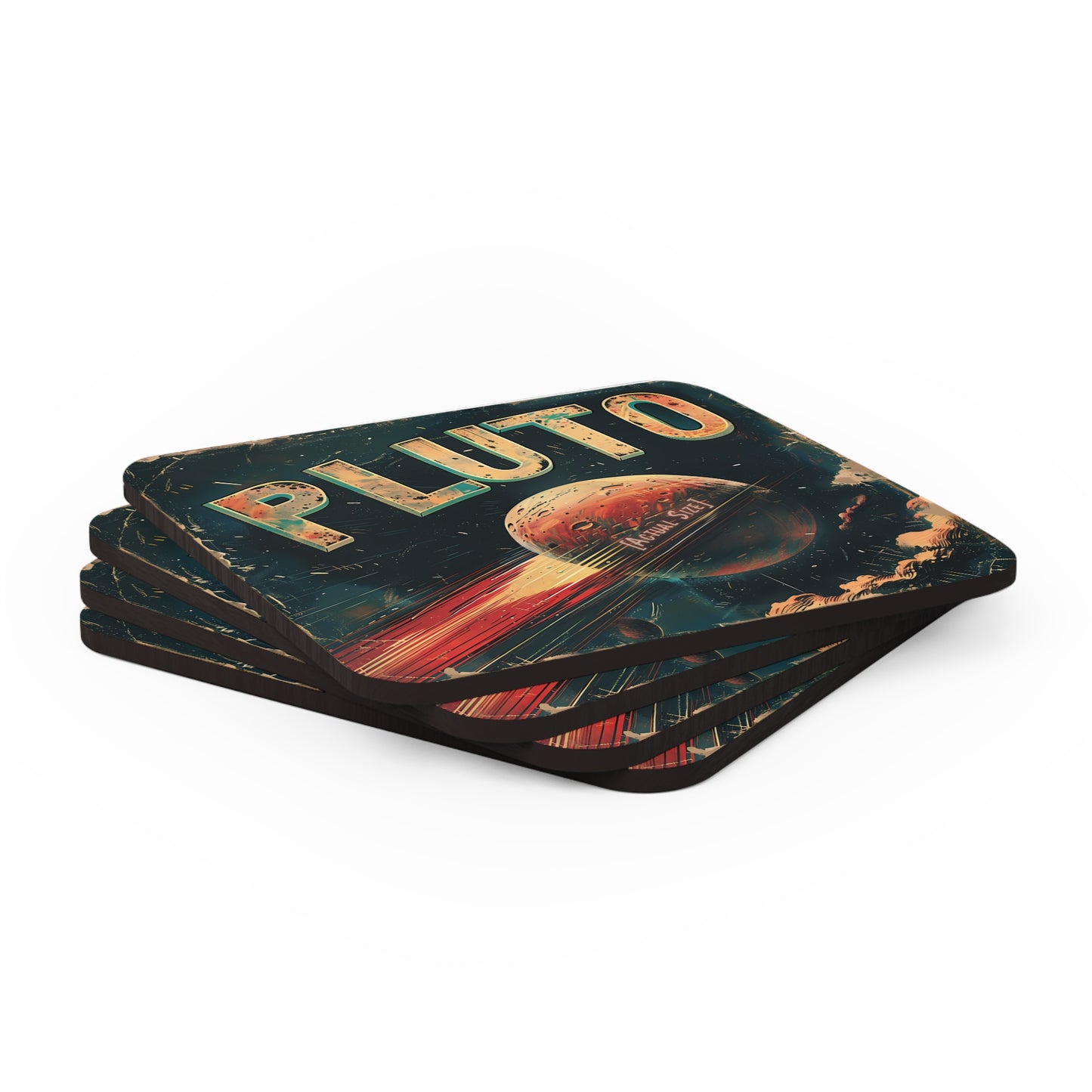 Cork Back Pluto Coasters (Set of 4)