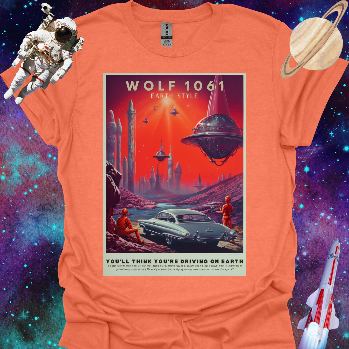 Wolf 1061 - Space Art Transport T Shirt