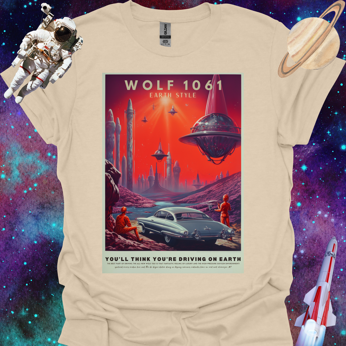 Wolf 1061 - Space Art Transport T Shirt