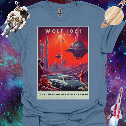 Wolf 1061 - Space Art Transport T Shirt