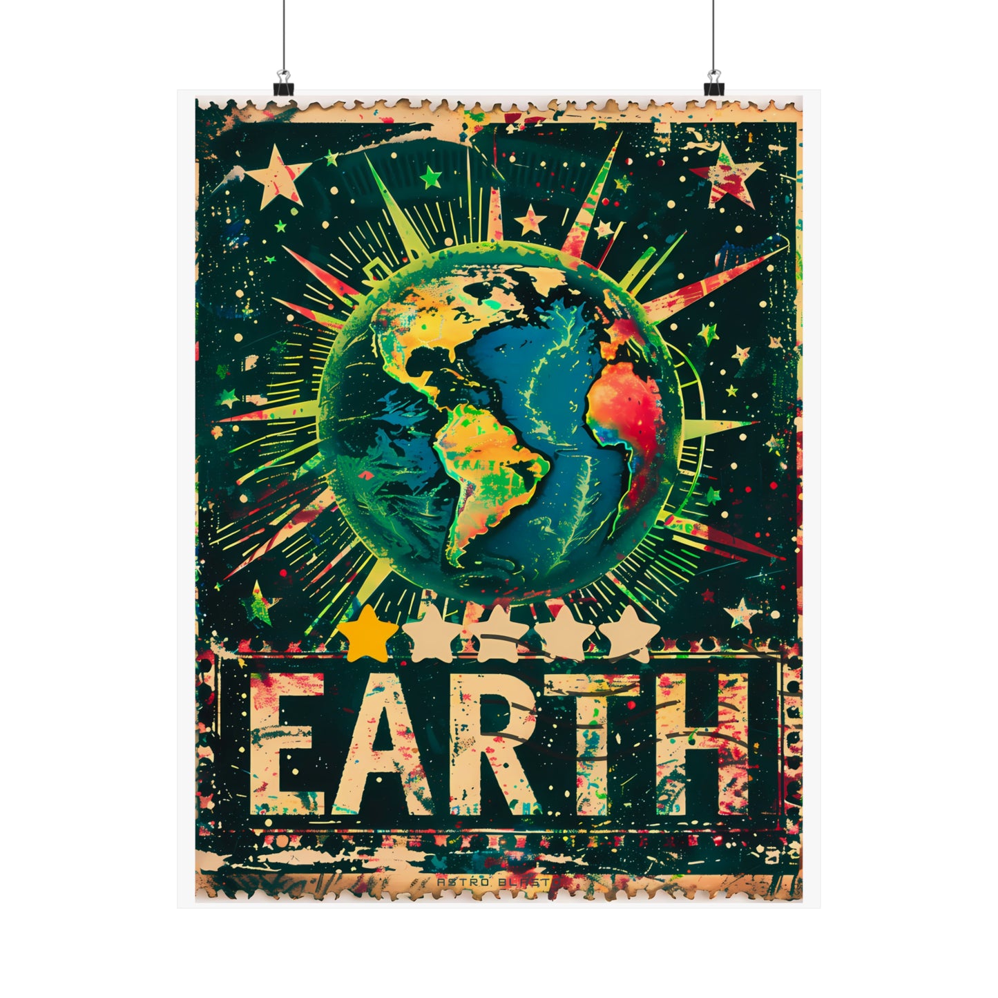 Postage Stamp Planet Poster - Earth