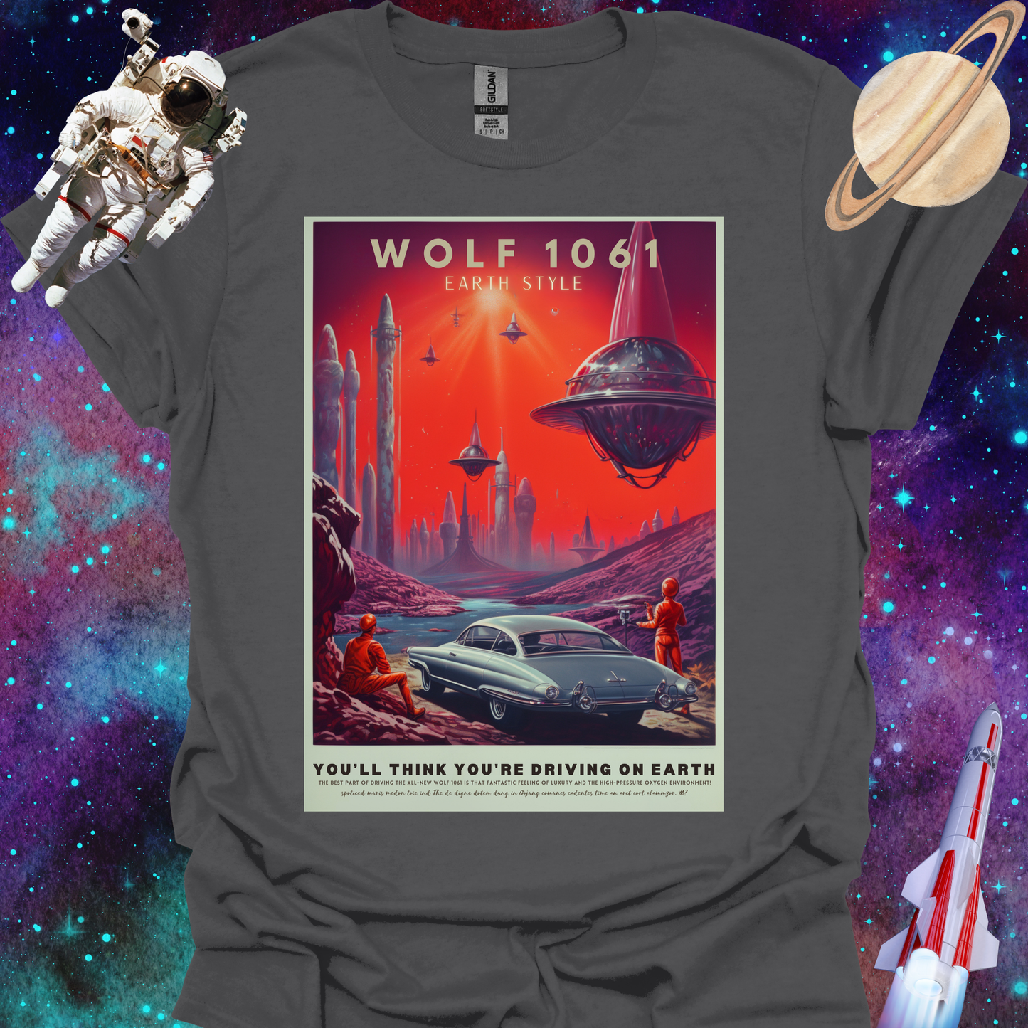 Wolf 1061 - Space Art Transport T Shirt