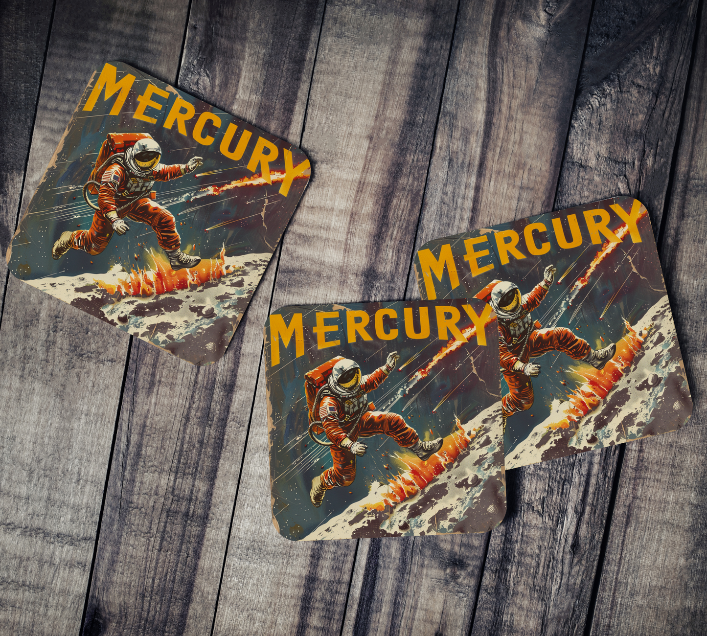 Cork Back Mercury Coasters (Set of 4)