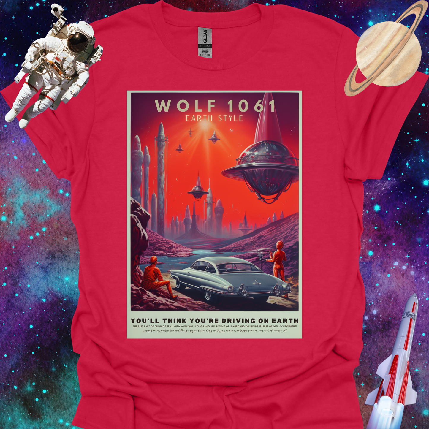 Wolf 1061 - Space Art Transport T Shirt