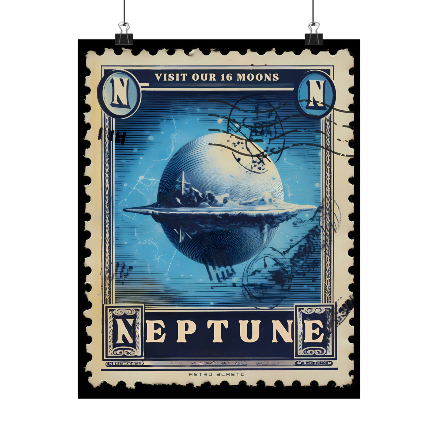 Postage Stamp Planet Poster - Neptune