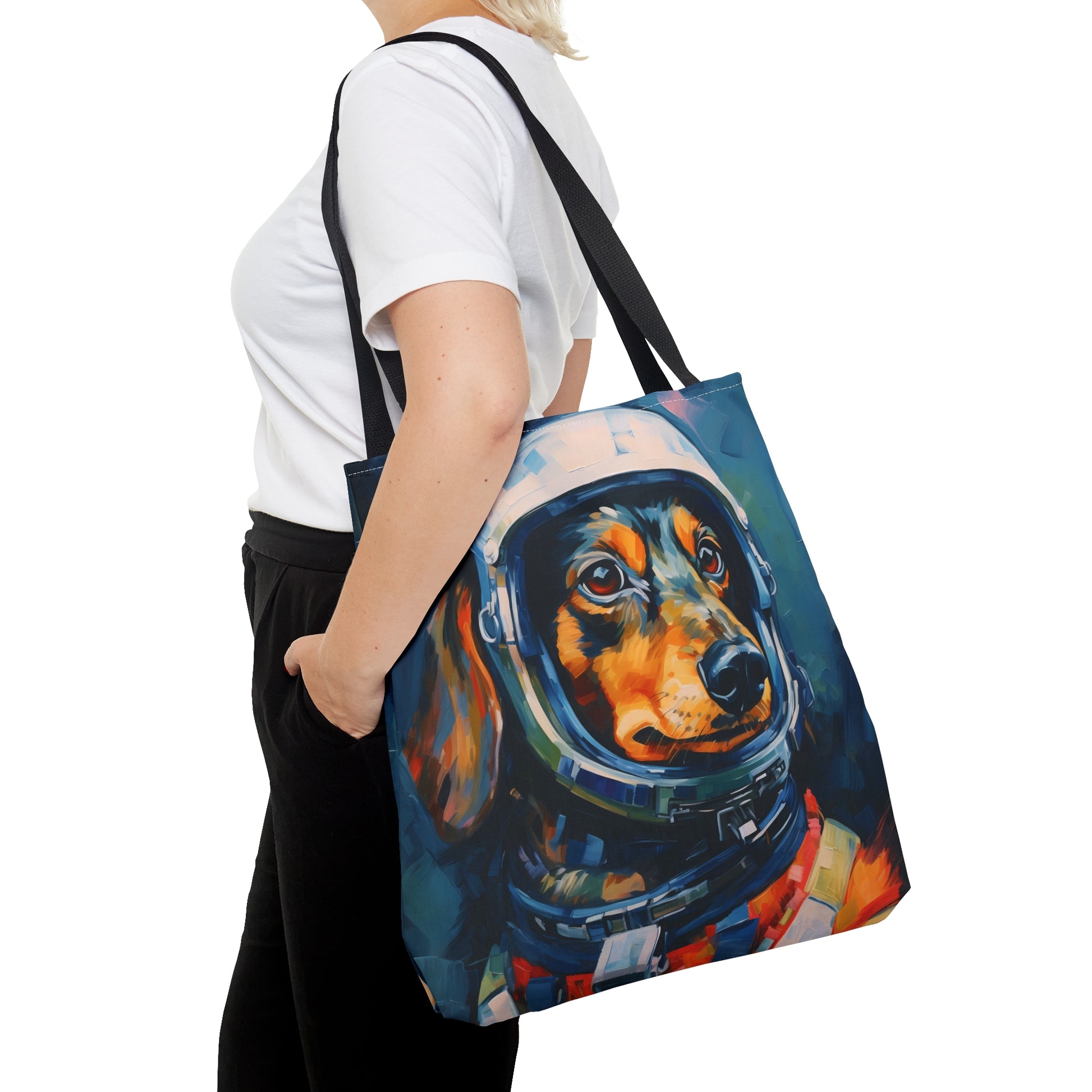 space art dachshund tote bag