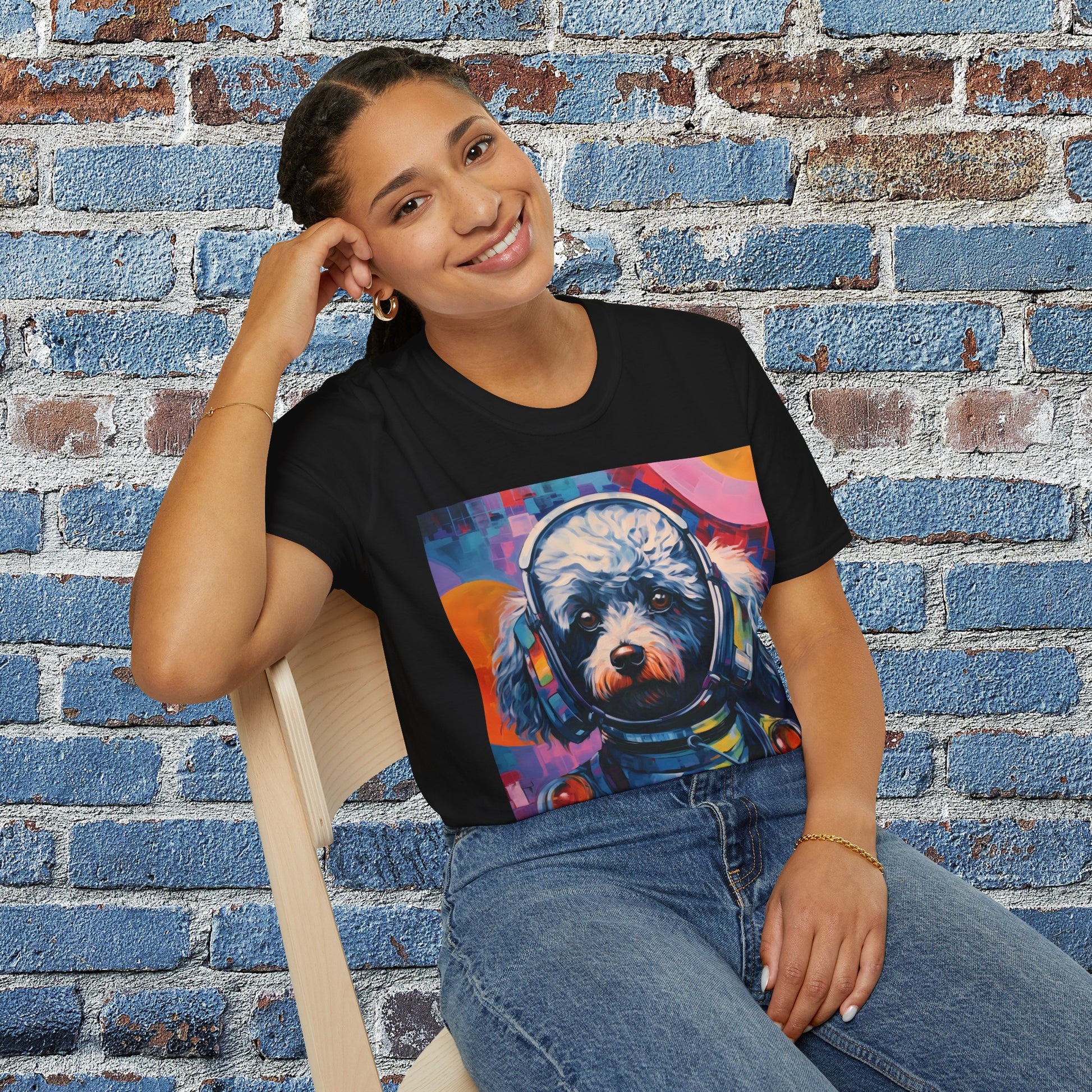 pet cadet space art t-shirt poodle dog