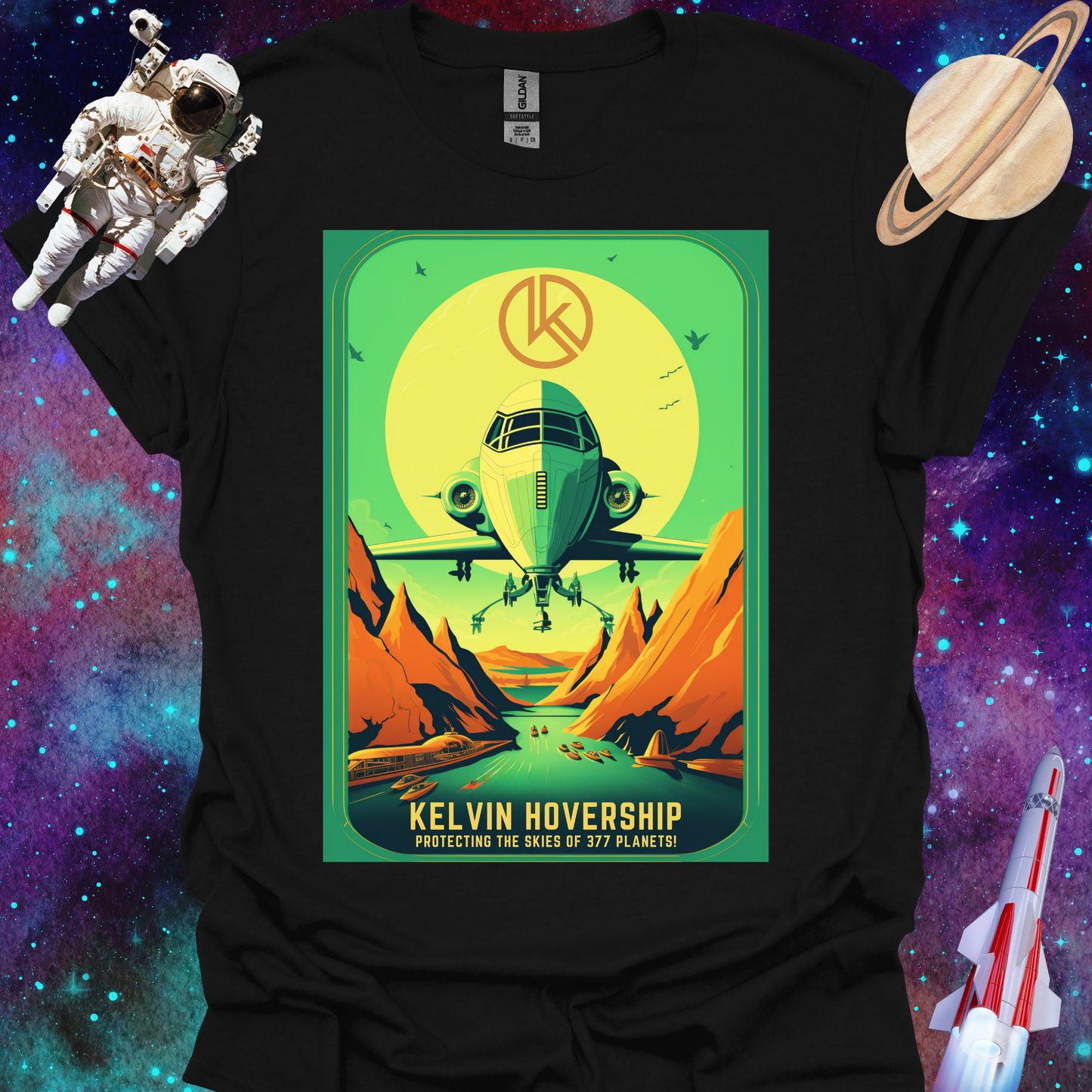 Kelvin Hovership - Space Art Transport T Shirt