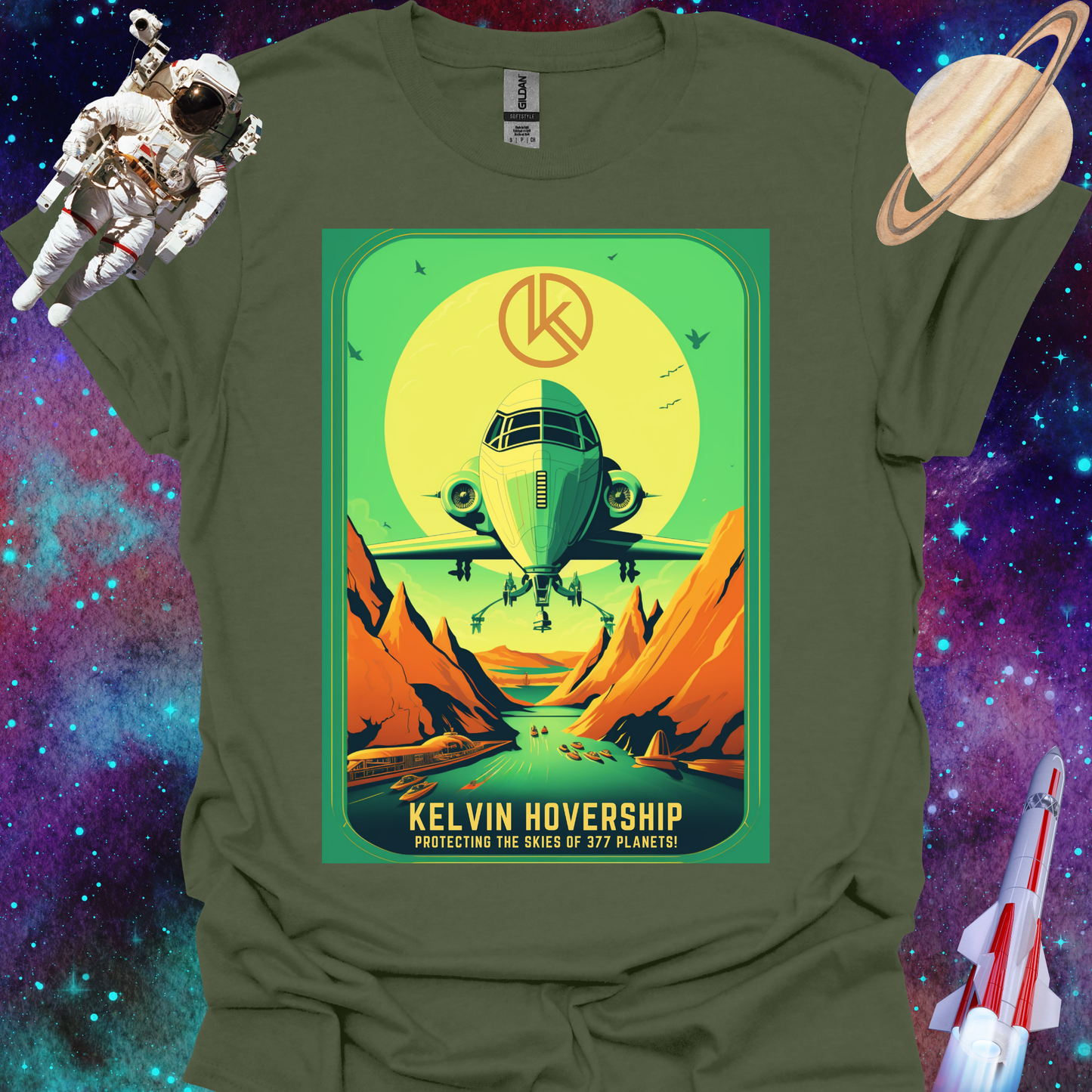 Kelvin Hovership - Space Art Transport T Shirt