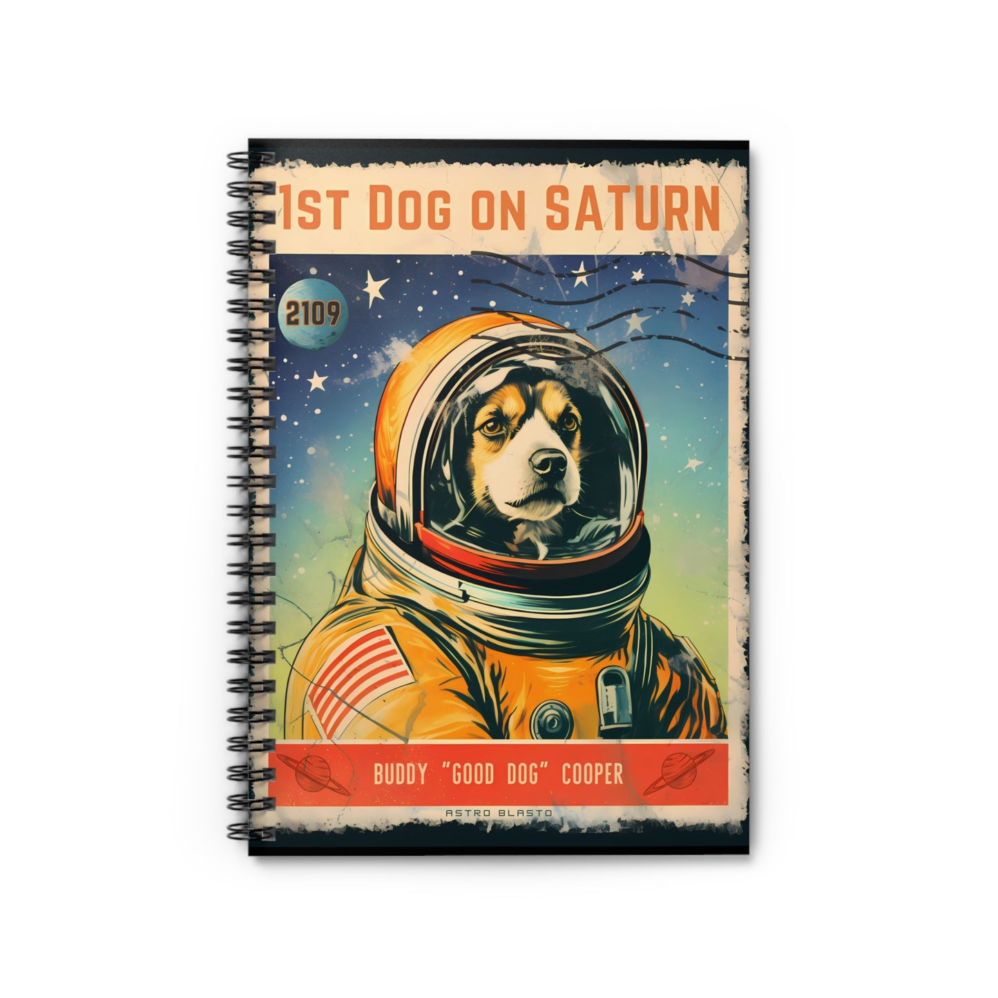 Postage Stamp SATURN - Spiral Notebook