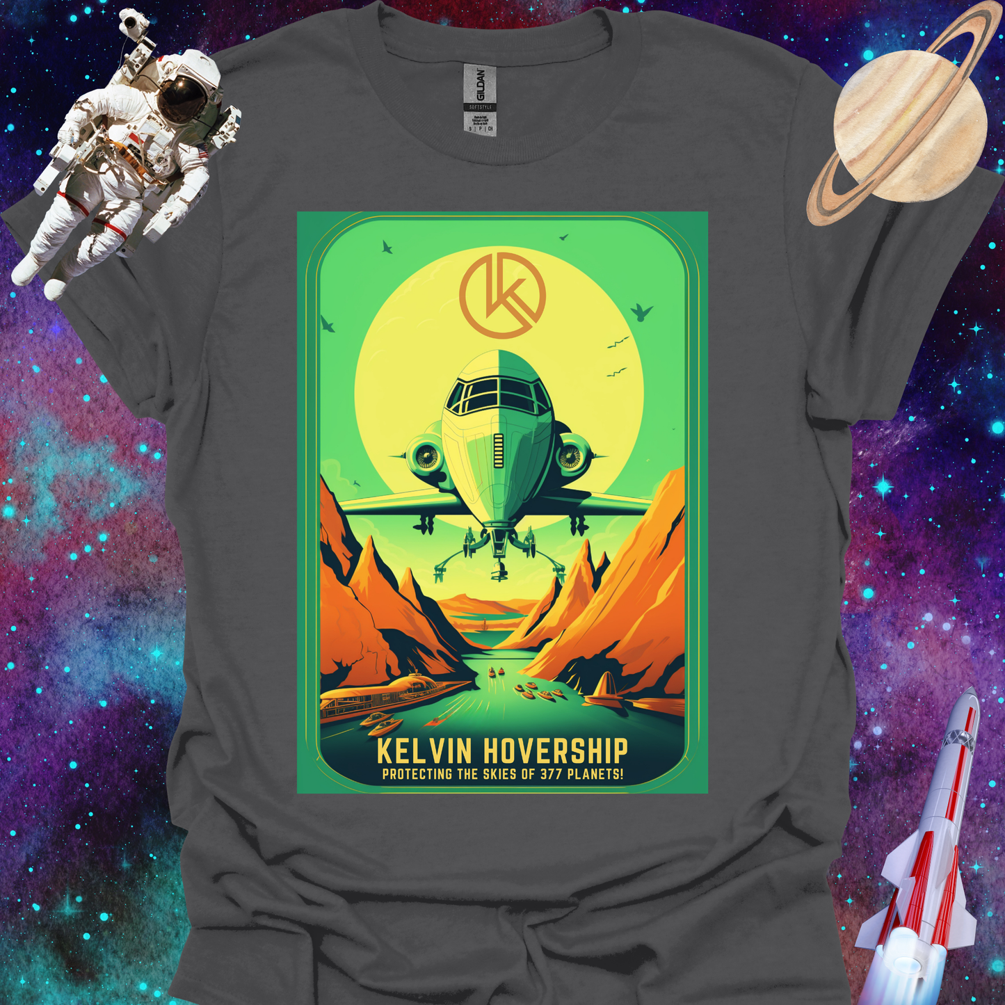 Kelvin Hovership - Space Art Transport T Shirt