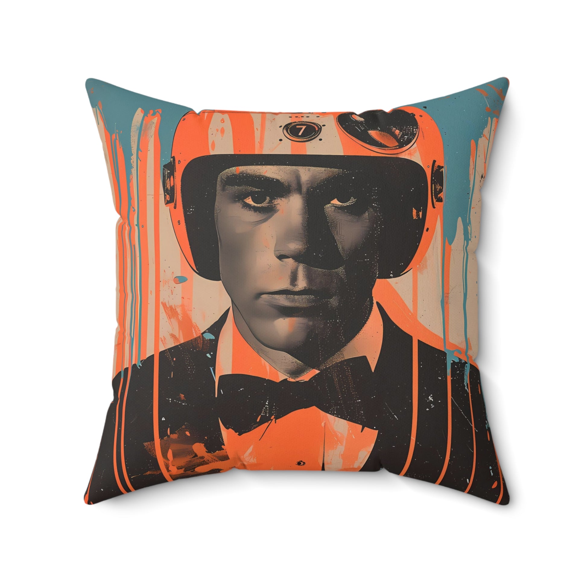 astro cadet space art faux suede pillow james bond