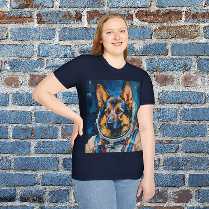 pet cadet space art t-shirt german shepherd dog