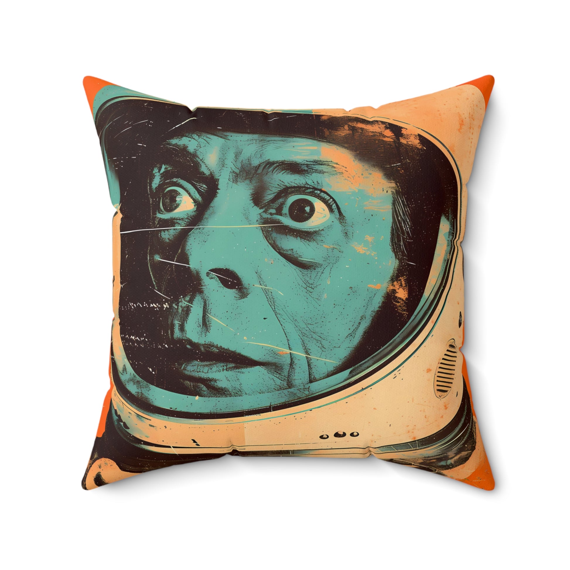 astro cadet space art faux suede pillow don knotts