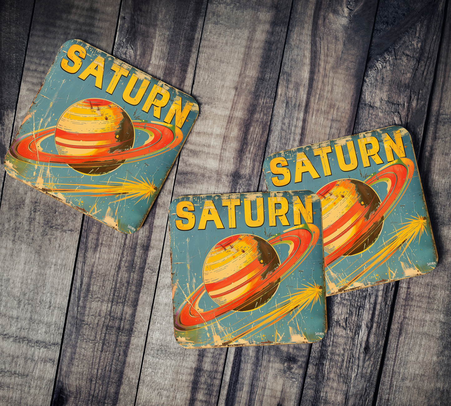 Cork Back Saturn Coasters (Set of 4)