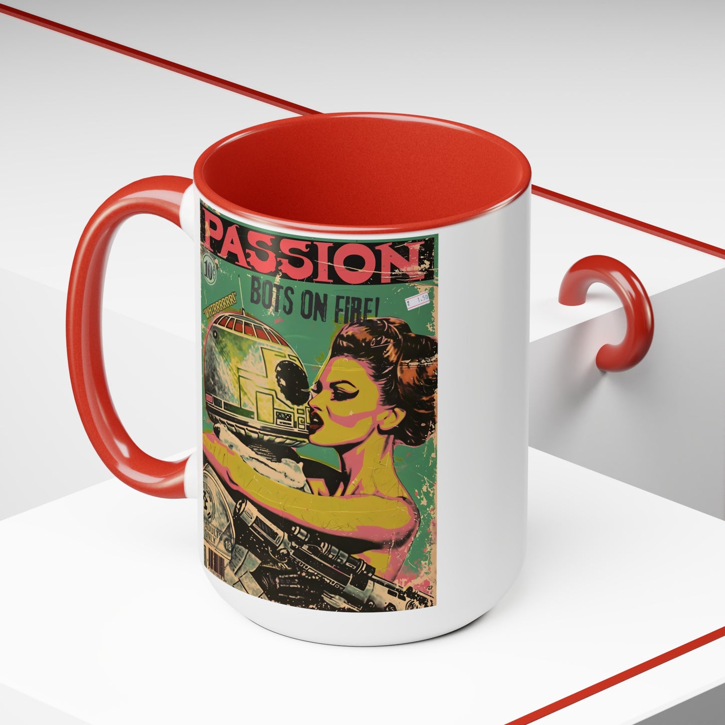 Pulp Novel Cover Mug - "Passion: Bots on Fire"