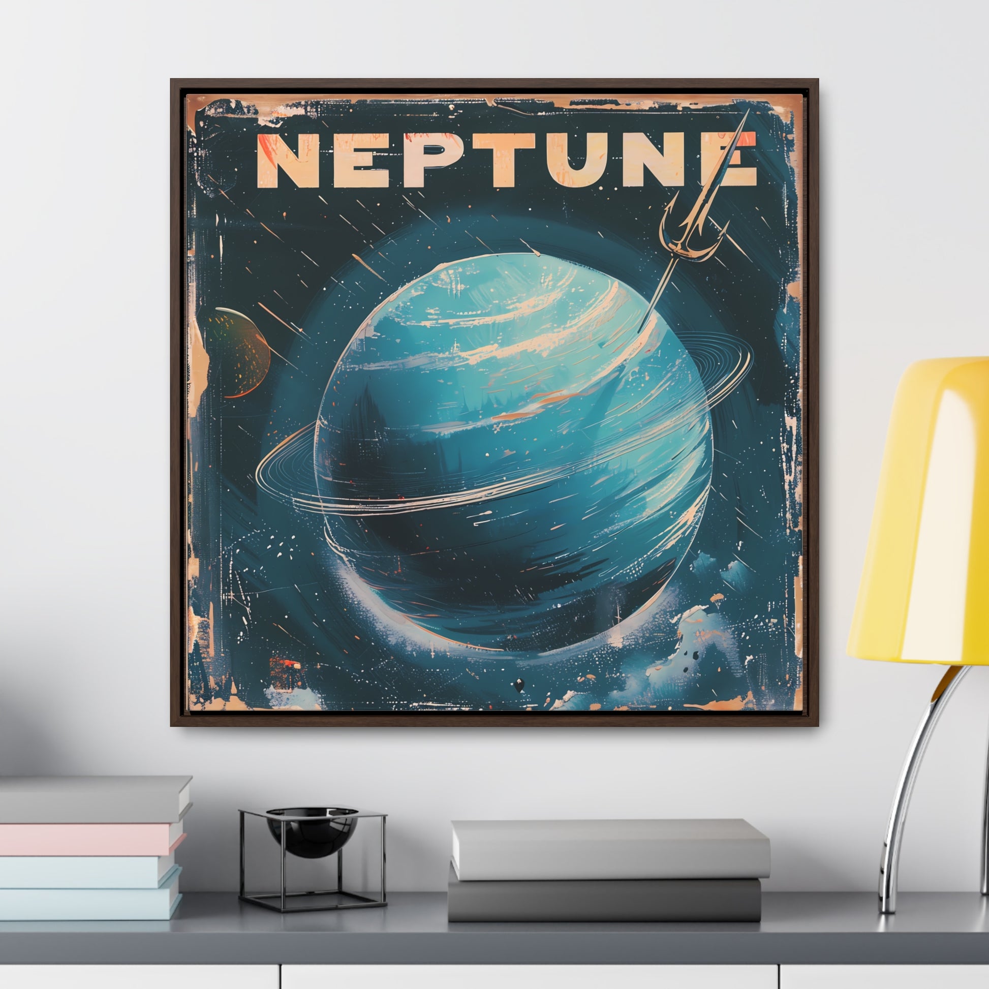 planet neptune space art framed portrait print