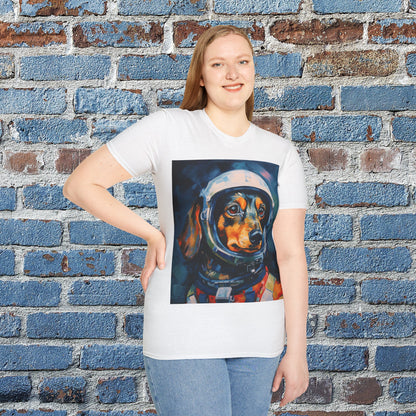 pet cadet space art t-shirt dachshund dog