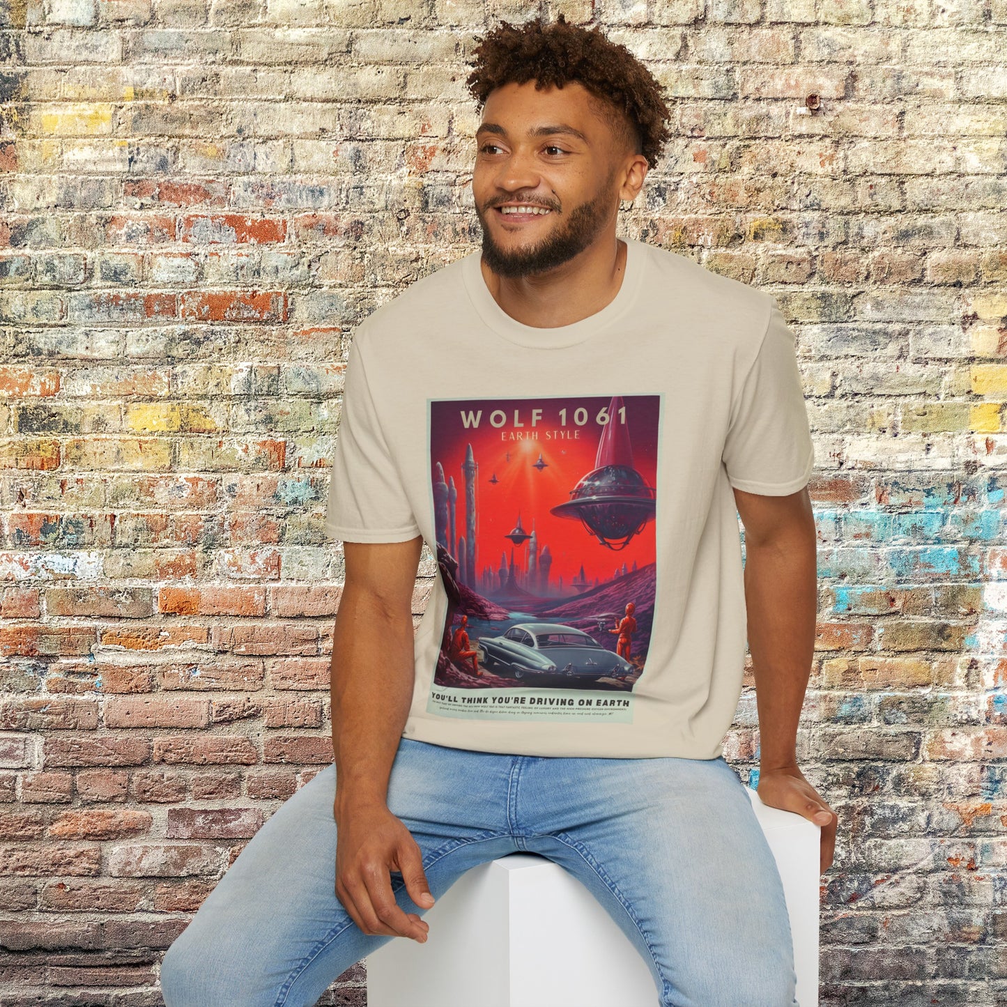 wolf 1061 space art transport t shirt