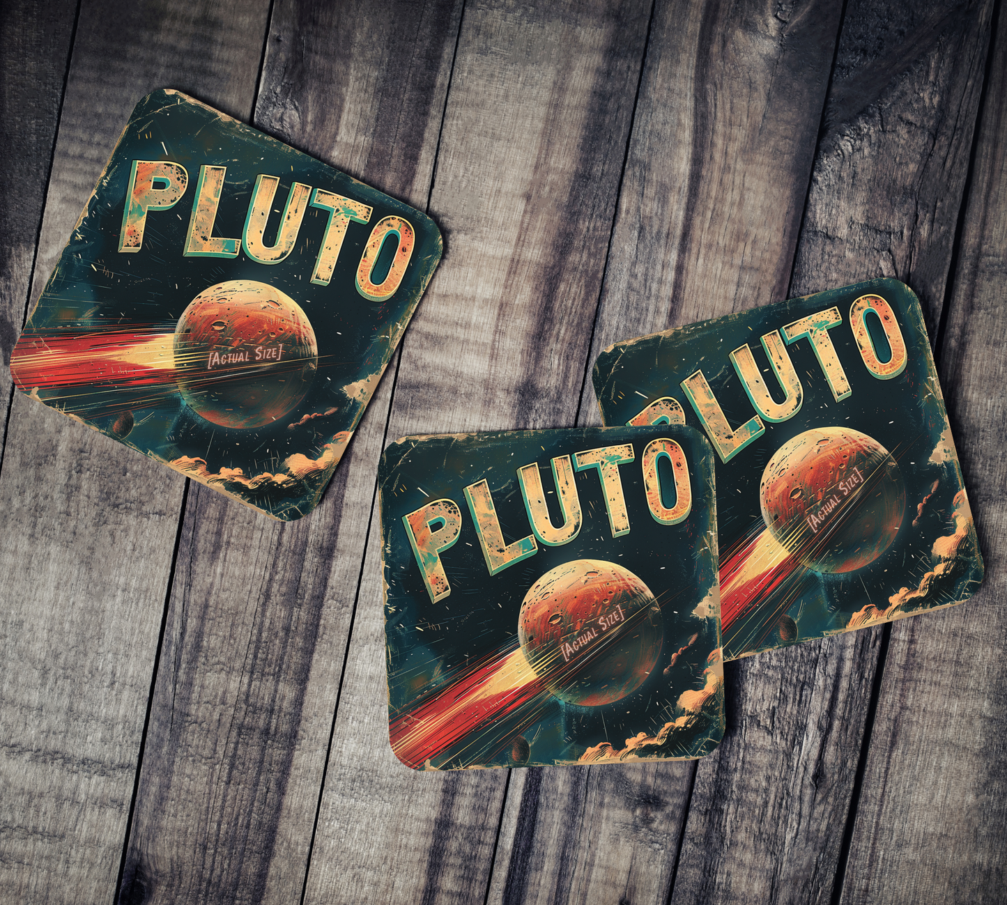 Cork Back Pluto Coasters (Set of 4)