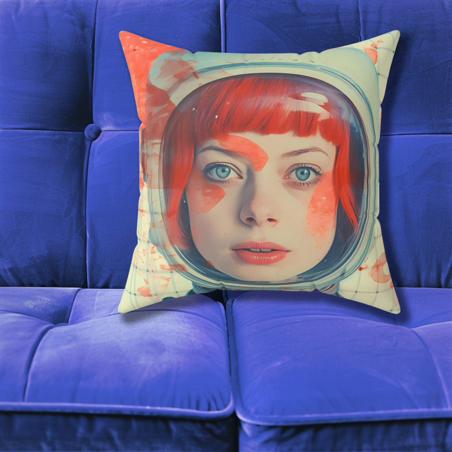 astro cadet space art faux suede pillow emma stone