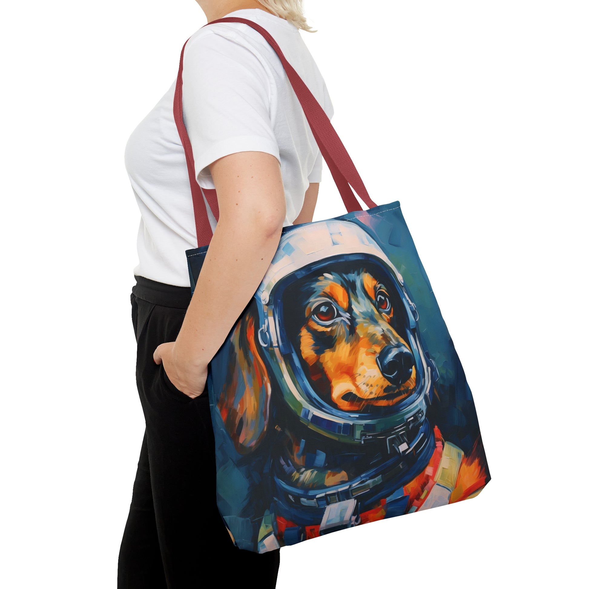 space art dachshund tote bag