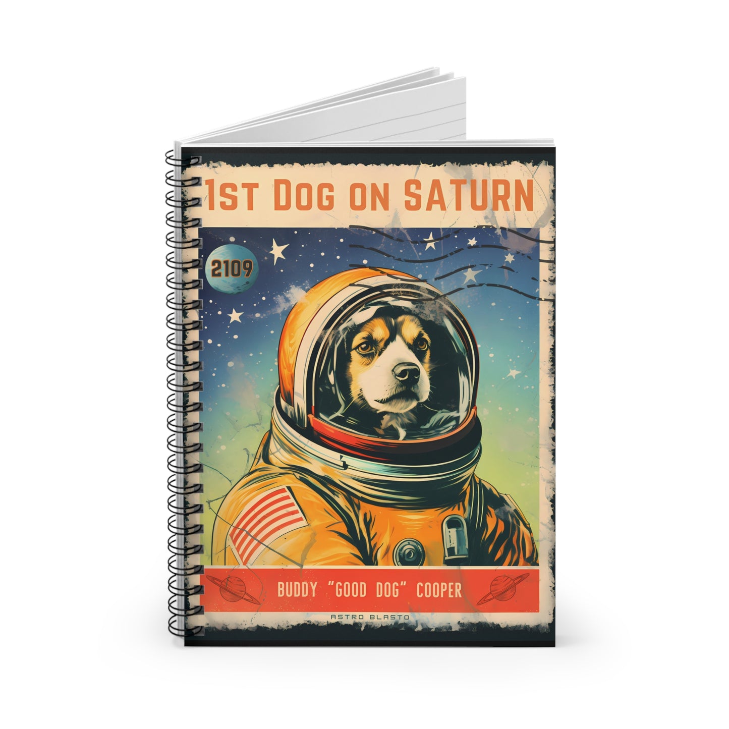 Postage Stamp SATURN - Spiral Notebook