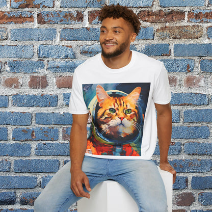 pet cadet space art t-shirt orange tabby cat