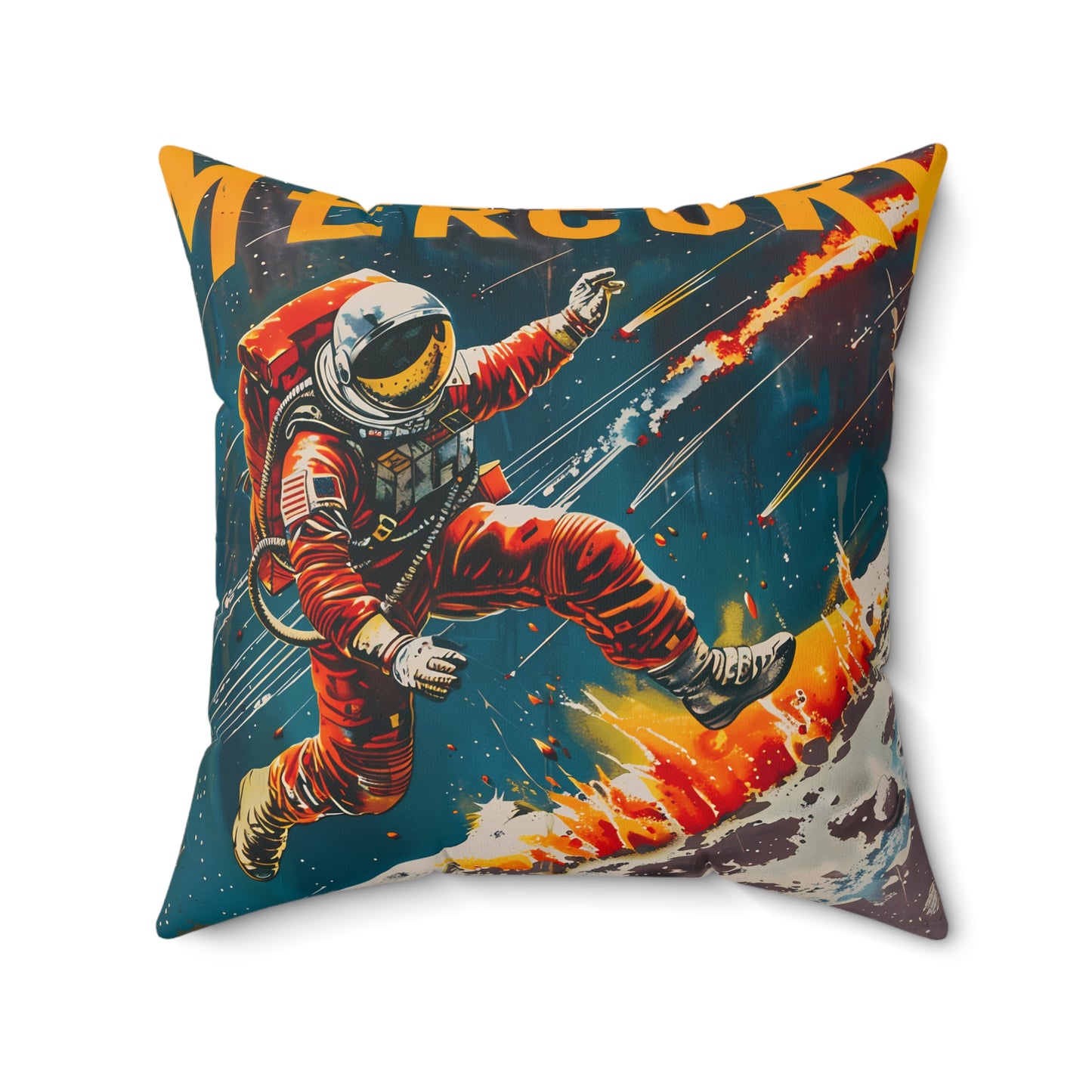 Planets Saturn/Mercury Faux Suede Pillow #7