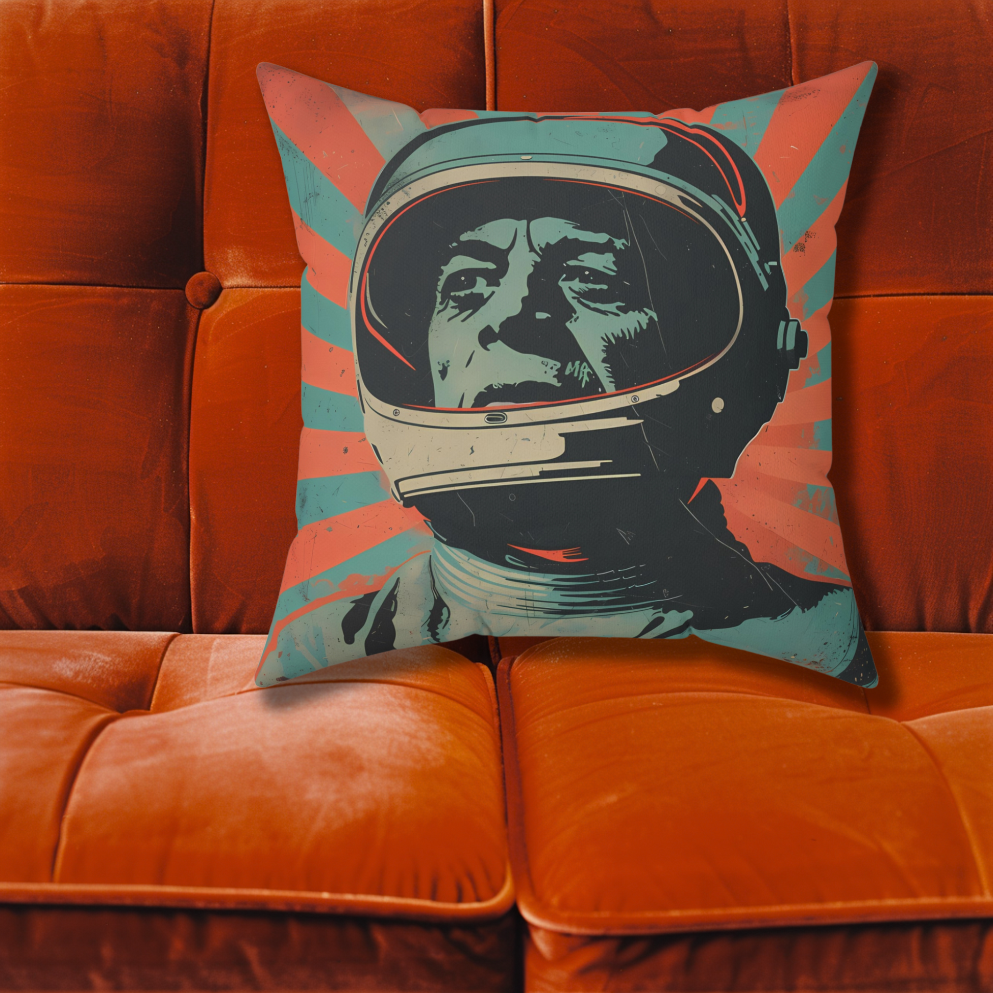 astro cadet space art faux suede pillow president kennedy